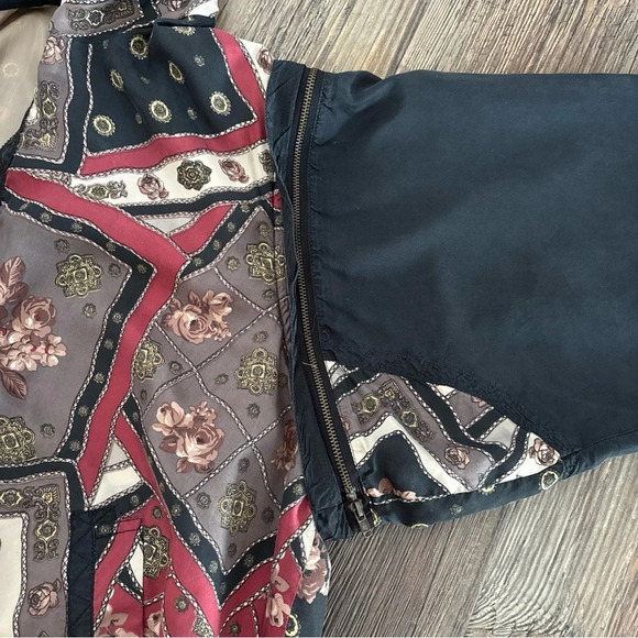Active Studio Geometric Rose Silk Track Jacket Womens M Removable Sleeves Vtg - Picture 12 of 15